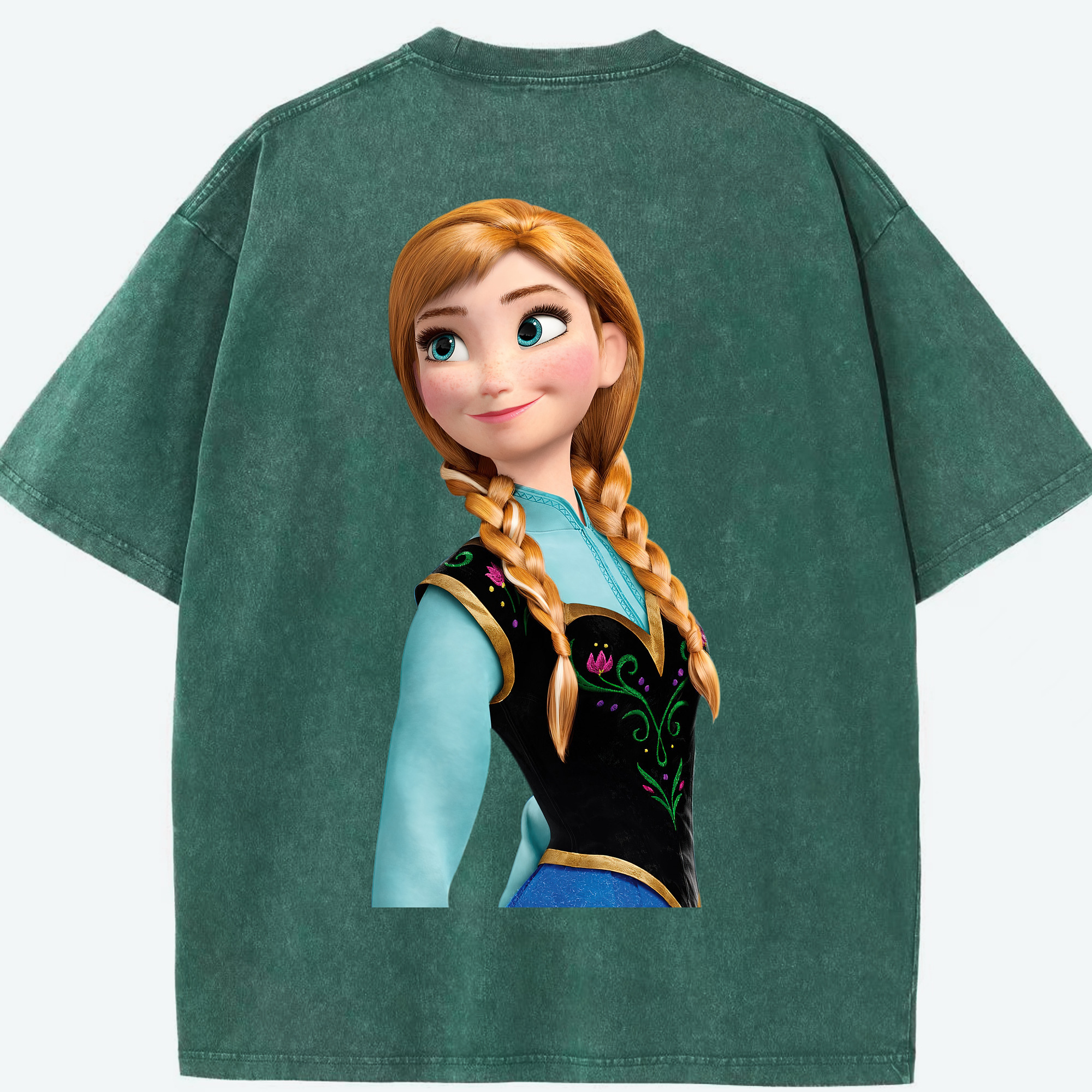 （画像用） アナと雪の女王 アンナ エルサ Frozen Anna Elsa 綿100% ヴィンテージ風 半袖Tシャツ（背面プリント）